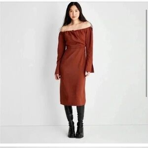 Chic Orange Cowl Neck Bell Sleeve Gown